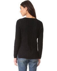 525 America Deep V Neck Variegated Rib Sweater