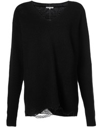 Helmut Lang Distressed V Neck Sweater