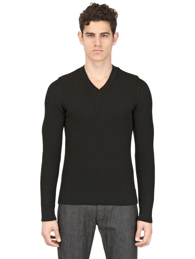 Dolce & Gabbana Ribbed Merino Wool V Neck Sweater, $595 | LUISAVIAROMA ...