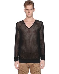 DSQUARED2 V Neck Cotton Loose Knit Sweater