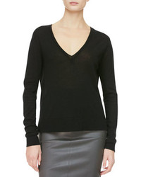 The Row Easy V Neck Pullover Sweater Black
