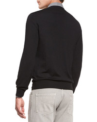Brunello Cucinelli Fine Gauge V Neck Sweater Black