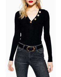 Topshop Hammered Button Sweater