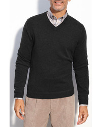 John W. Nordstrom V Neck Cashmere Sweater Black Large