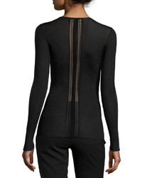 Roberto Cavalli Laced V Neck Sheer Panel Sweater Black