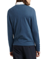 Theory Leiman V Neck Cashmere Cotton Sweater