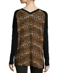 Derek Lam 10 Crosby Long Sleeve Leopard Print Back Top