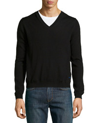 Just Cavalli Long Sleeve V Neck Merino Sweater Black