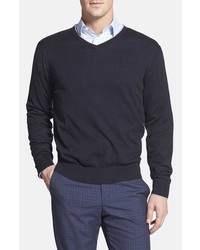 Maker Company Tailored Fit Silk Cotton Cashmere V Neck Sweater
