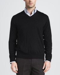 Peter Millar Merino V Neck Sweater Black