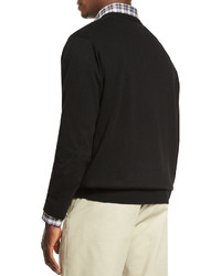 Peter Millar Merino Wool V Neck Sweater Black