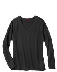 Merona Plus Size Cashmere Blend V Neck Pullover Sweater Black 4