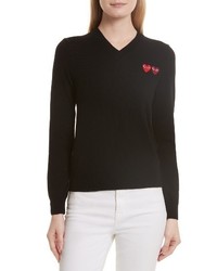 Comme des Garcons Play Double Heart Wool Sweater