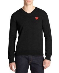Comme des Garcons Play Worsted Wool V Neck Sweater