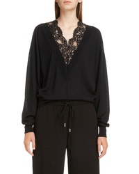 Chloé Plunging Lace Neck Sweater
