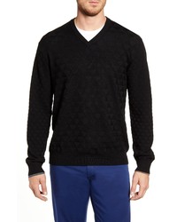 Robert Graham Randie Regular Fit Jacquard V Neck Sweater