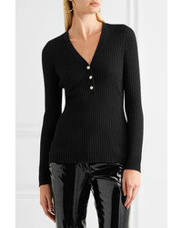 Versace Ribbed Wool Blend Sweater Black