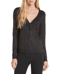 Milly Shimmer Twist Neck Sweater