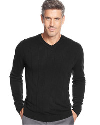 John Ashford Solid Long Sleeve V Neck Sweater