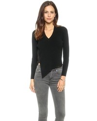 Soyer V Neck Sweater With Leather Trim