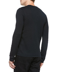 John Varvatos Star Usa V Neck Sweater W Pintuck Details Black