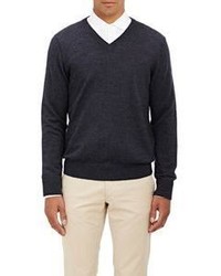 Piattelli Tipped Fine Gauge Knit Sweater Black Size Large