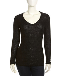 Todd And Duncan Sequin V Neck Sweater Black
