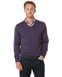 Perry Ellis Tonal Stripe V Neck Sweater