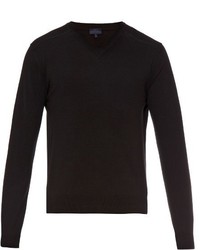 Lanvin V Neck Cotton And Wool Blend Sweater
