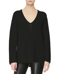 The Row V Neck Detail Knit Sweater Black