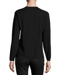 Valentino V Neck Rockstud Pintuck Sweater Black