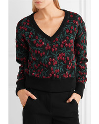 Chloé Wool Blend Jacquard Sweater Black