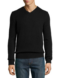Vince Wool Blend V Neck Sweater Black