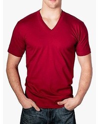 American Apparel 2456 V Neck T Shirt Basic Tee Shirt Short Sleeve Cotton Jersey