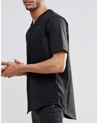 Asos Black T Shirt With Rib V Neck