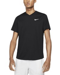 Nike Court Dri Fit Victory V Neck T Shirt In Blackblackwhite At Nordstrom