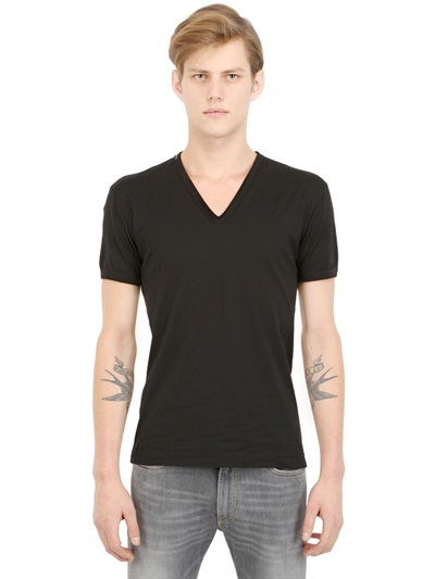 Dolce & Gabbana V Neck Light Cotton Jersey T Shirt | Where to buy & how ...