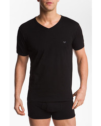 Emporio Armani V Neck T Shirt Black Small