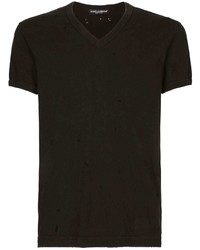 Dolce & Gabbana Logo Patch V Neck T Shirt