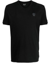Ea7 Emporio Armani Logo Patch V Neck T Shirt