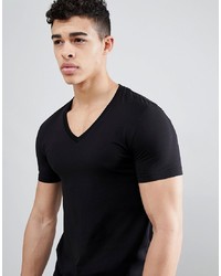 ASOS DESIGN Muscle Fit T Shirt With V Neck And Stretch In Black