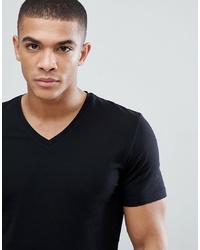 Esprit Organic Muscle Fit V Neck T Shirt In Black