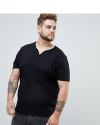 ASOS DESIGN Plus Relaxed Fit T Shirt With Raw Notch Neck In Black