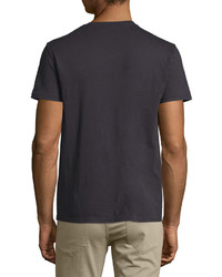 Vince Short Sleeve V Neck Pima Jersey T Shirt Black