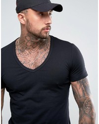 Asos T Shirt With Deep V Neck In Black