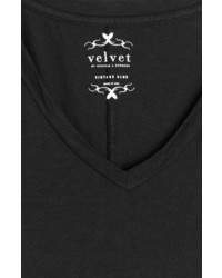 Velvet V Neck Cotton T Shirt