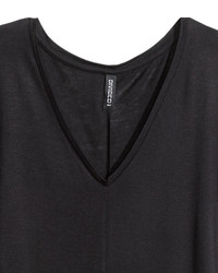 H&M V Neck T Shirt Black Ladies