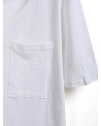 V Neck With Pocket White T Shirt