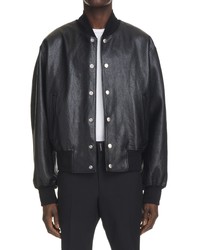 Givenchy Back Logo Leather Bomber Jacket In 004 Blackwhite At Nordstrom