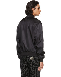 Dolce & Gabbana Black Branded Plate Bomber Jacket